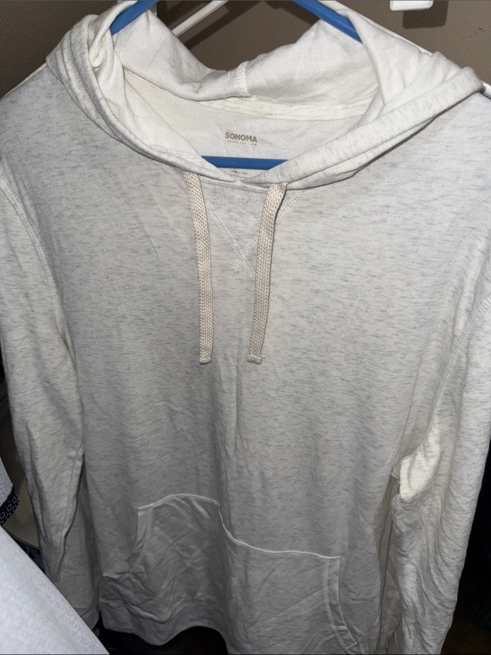 Sonoma Men's Cream Hooded Pullover Sweatshirt